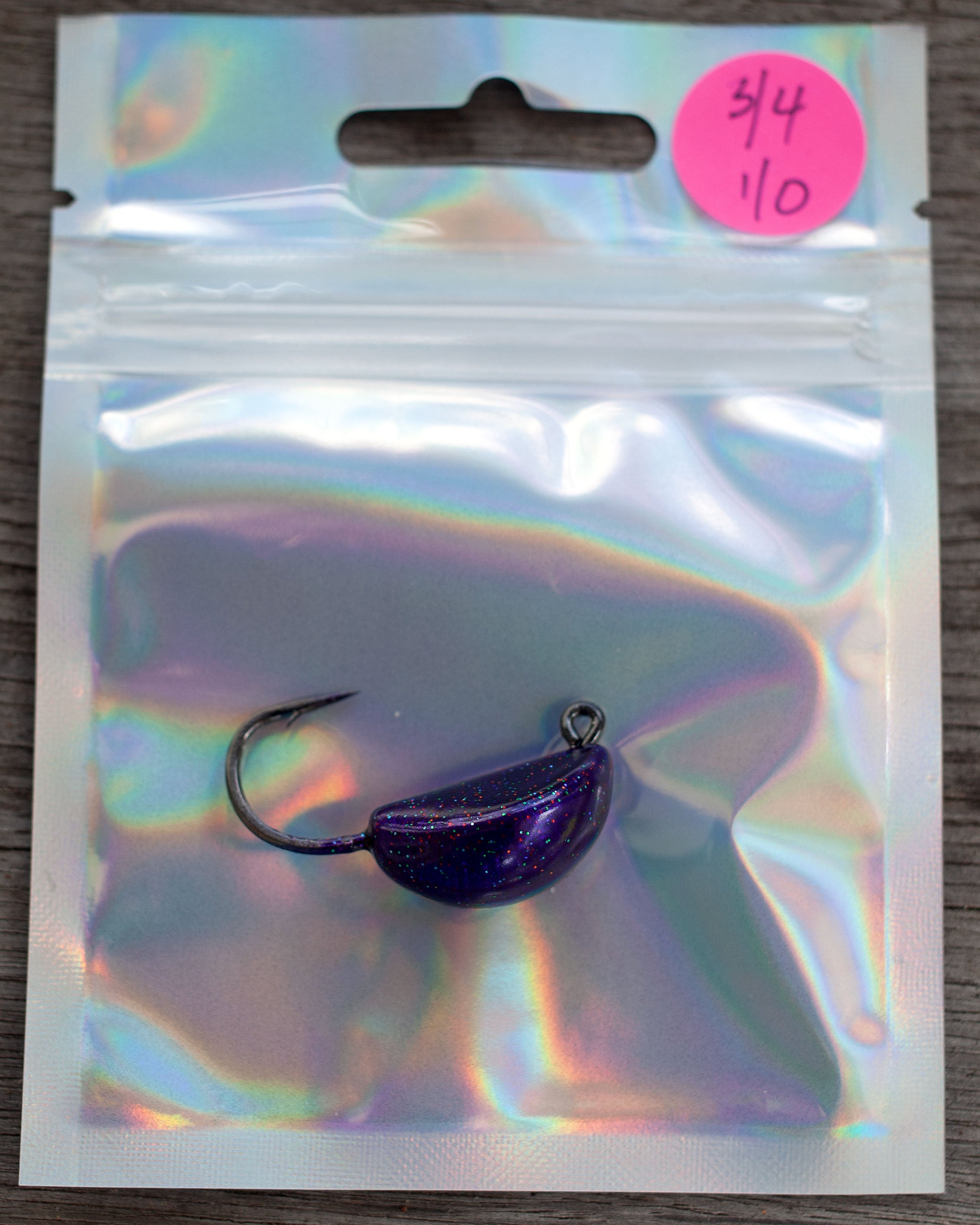 3/4 oz, 1/0 hook, purple sheepshead jig one pack.