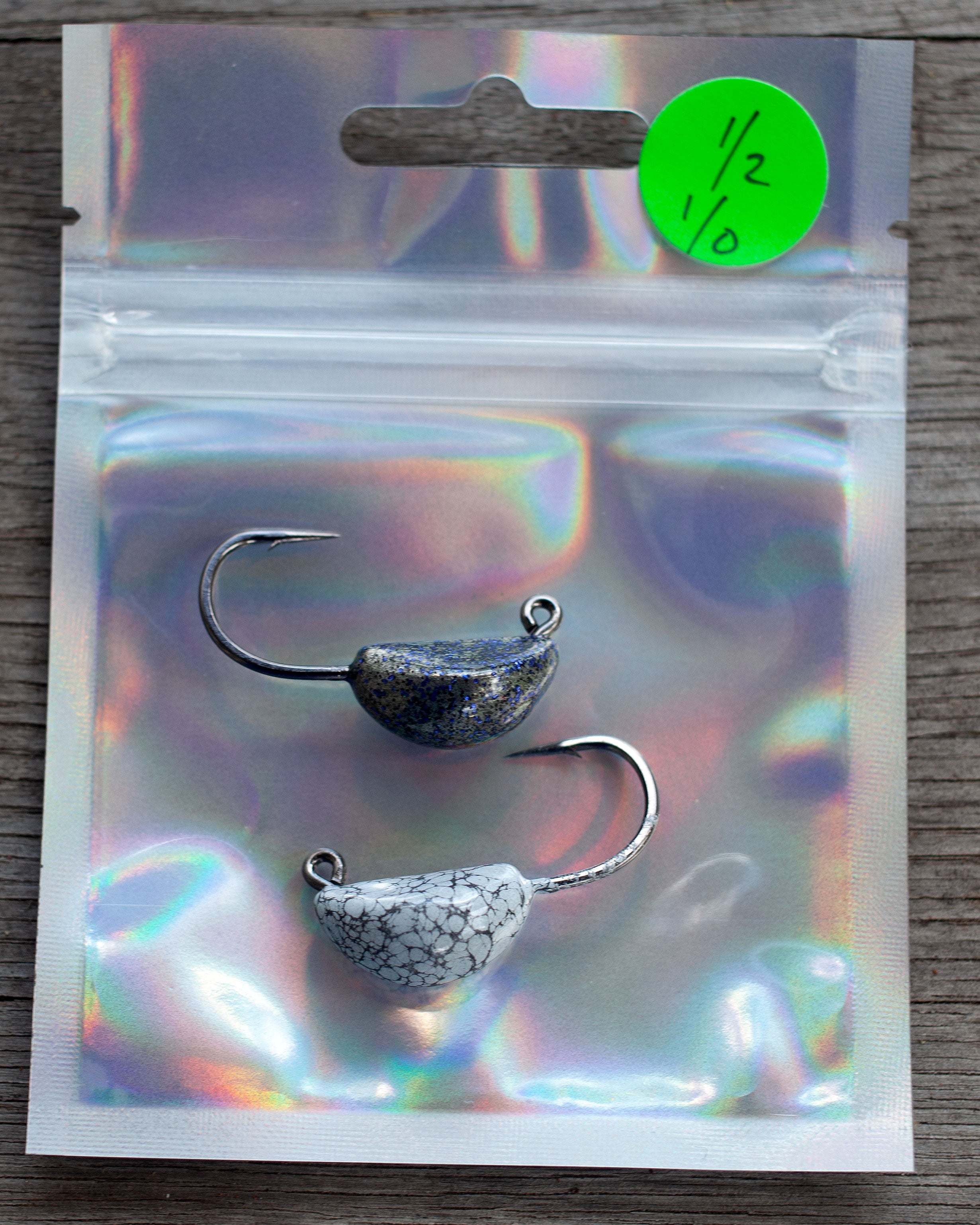 1/2 oz, 1/0 hook, white and black, silver purple flake sheepshead jigs - 2 pack