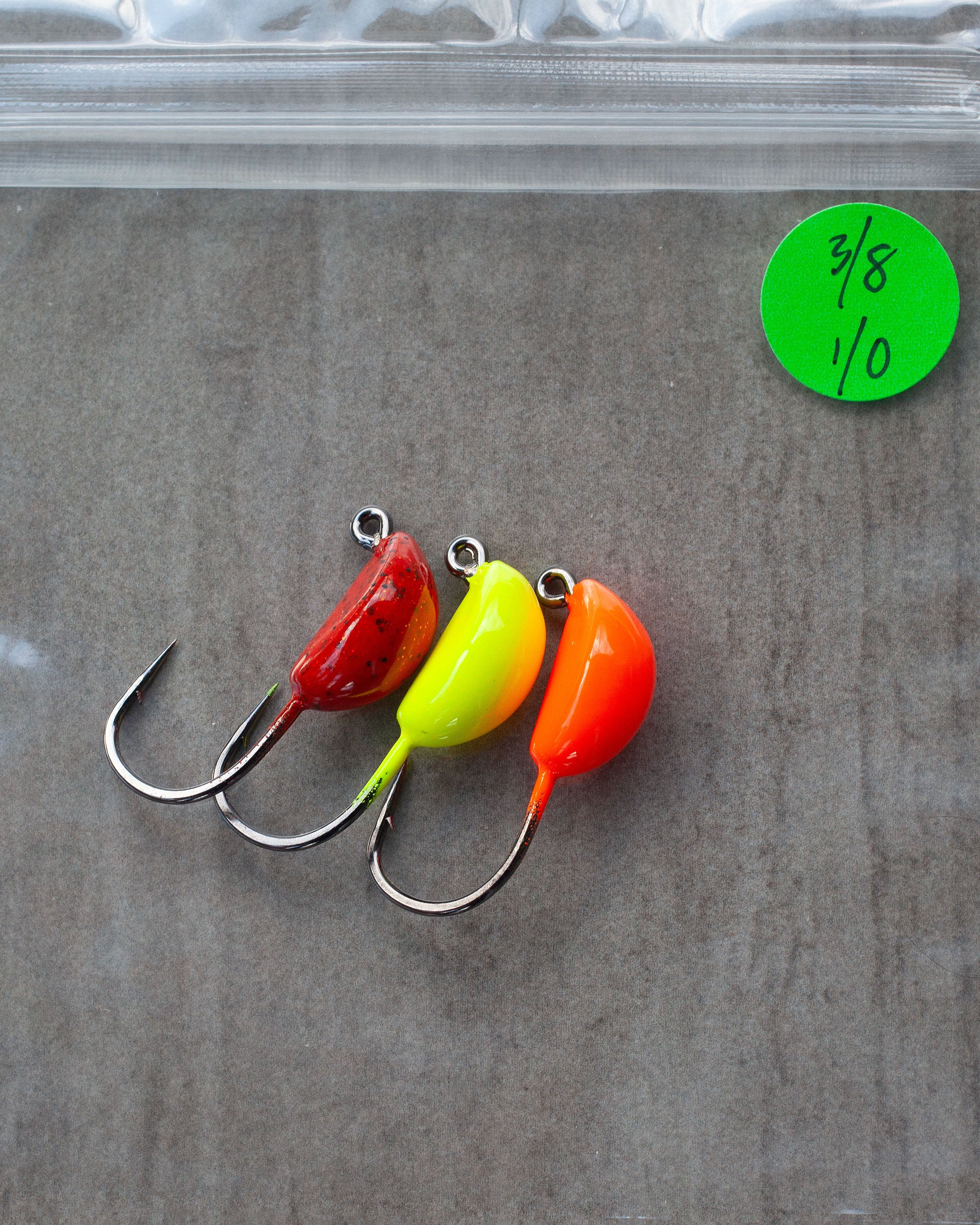 3/8 oz, 1/0 hook, red, orange, yellow sheepshead jigs - 3 pack ️‍🔥