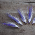 Purple and white jig hook fly